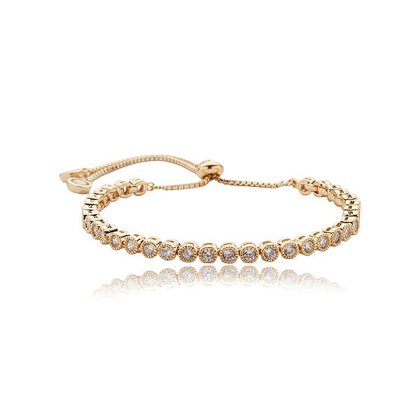 Pulseira gravatinha cristal ouro semijoia SL-33