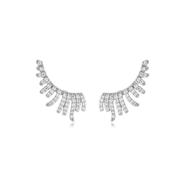 Brinco ear cuff asas zircônia ródio semijoia