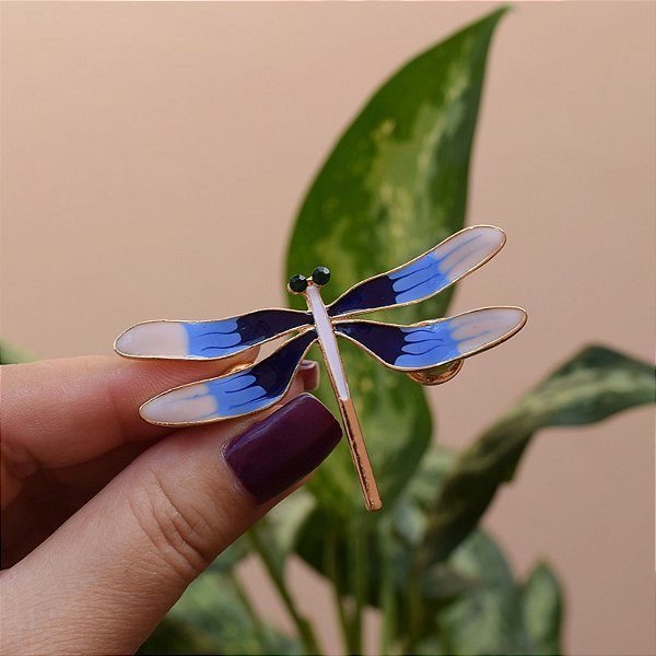 Broche magnético libélula esmaltada azul