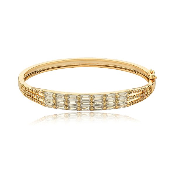 Bracelete zircônias cristais ouro semijoia PU 922