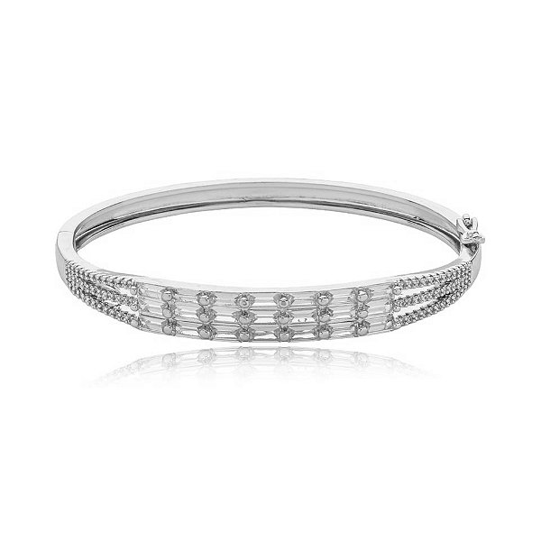 Bracelete zircônias cristais ródio semijoia PU 922