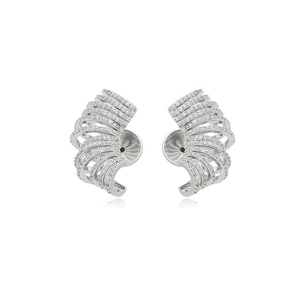 Brinco ear cuff aros  zircônias ródio semijoia BA 4934