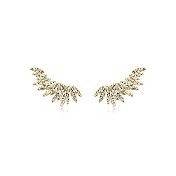 Brinco ear cuff asas zircônia ouro semijoia BA5052