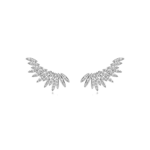 Brinco ear cuff asas zircônia ródio  semijoia BA5052