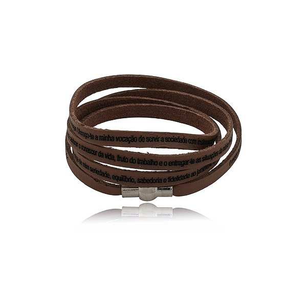 Pulseira Fernanda Villela couro mocha mousse oração do Médico