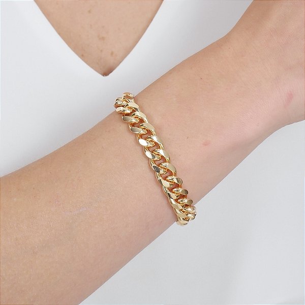 Pulseira corrente zircônia ouro semijoia HY 162
