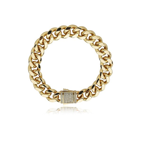 Pulseira corrente zircônia ouro semijoia HY 162
