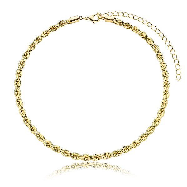 Colar choker cordão baiano ouro semijoia