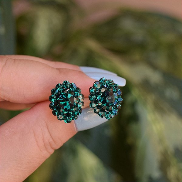 Brinco ponteira Leticia Sarabia cristal verde emerald 4479 - Muzazen  Semijoias e Acessórios de Moda