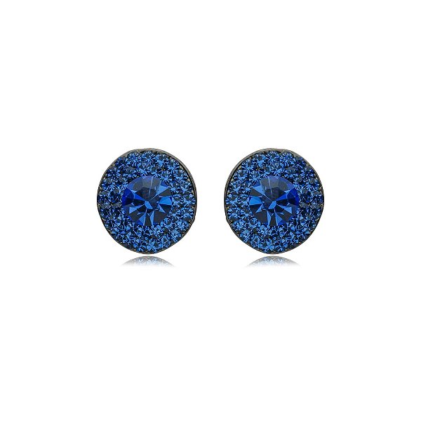 Brinco oval Leticia Sarabia cristal azul royal sapphire 4828