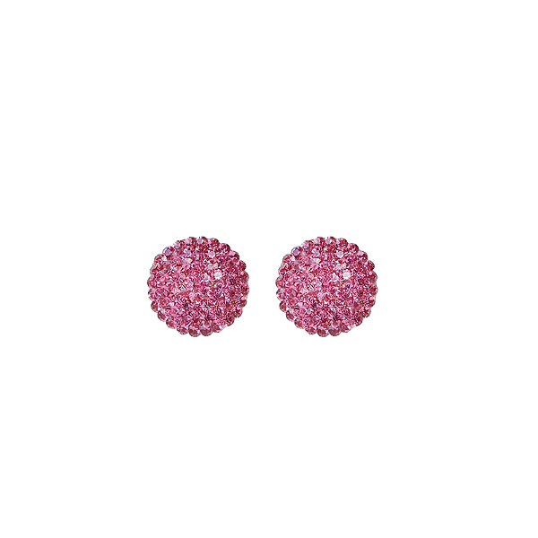 Brinco botão p Leticia Sarabia cristal pink fúcsia 6274