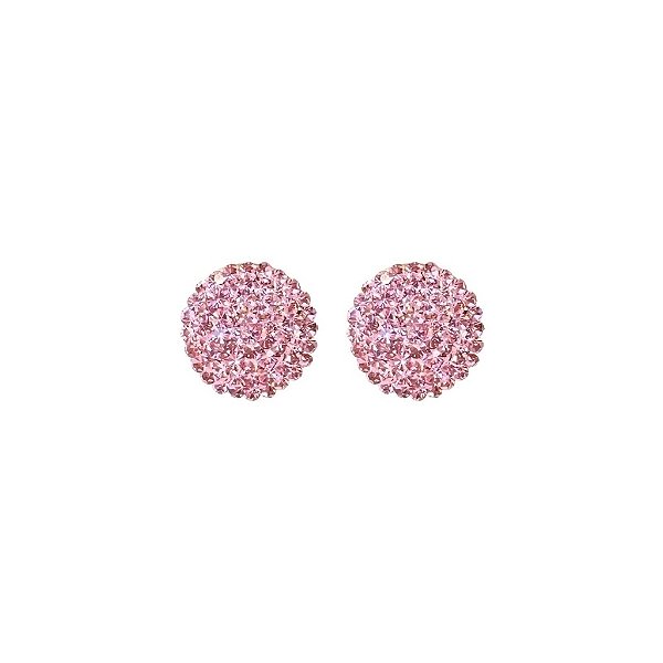Brinco botão p Leticia Sarabia cristal rosa claro 6274