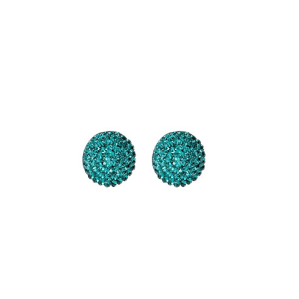 Brinco botão p Leticia Sarabia cristal blue zircon teal 6274