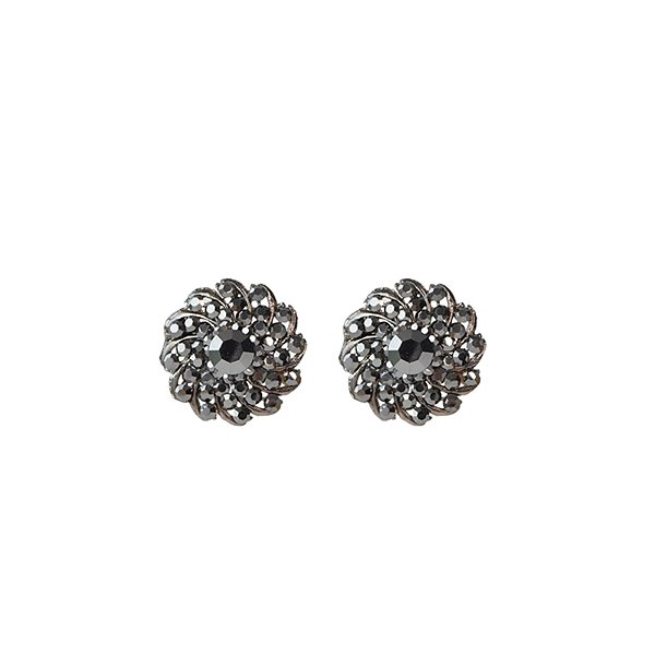 Brinco redondo Leticia Sarabia cristal grafite jet hematite 6972