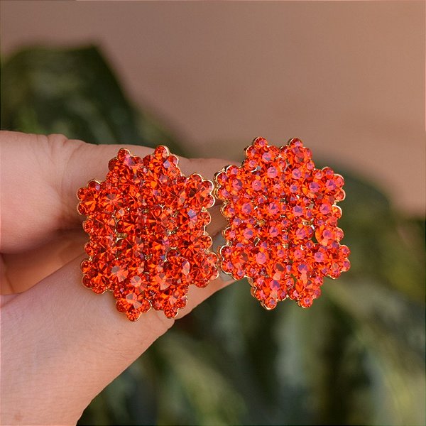 Brinco ponteira Leticia Sarabia cristal laranja hyancinth 6632