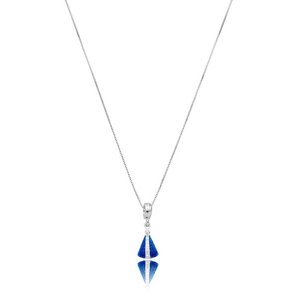Colar corrente Nossa Senhora Aparecida esmaltado azul prata 925 5036005