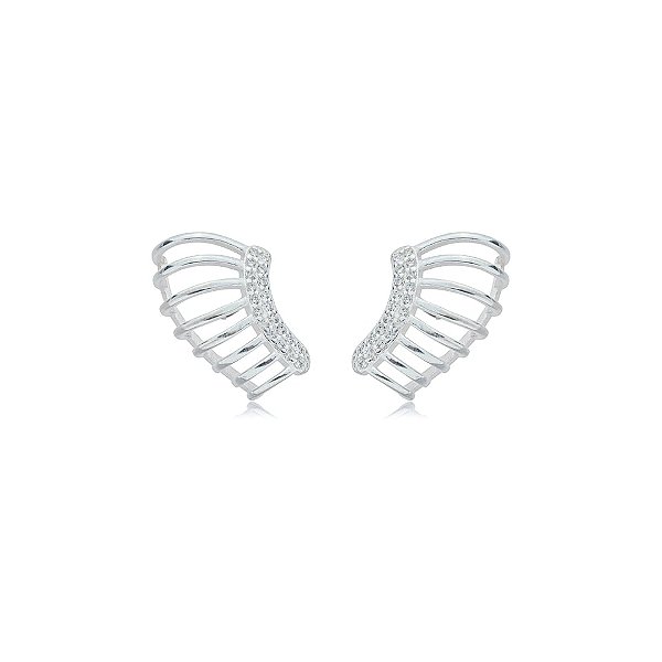 Brinco ear cuff aros zircônia prata 925 5230305