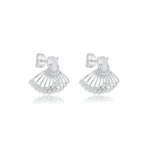 Brinco ear hook aros zircônia prata 925 5230205