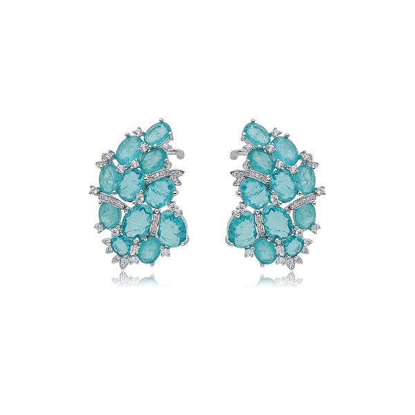 Brinco ear cuff Elaine Palma cristal fusion turmalina ródio semijoia
