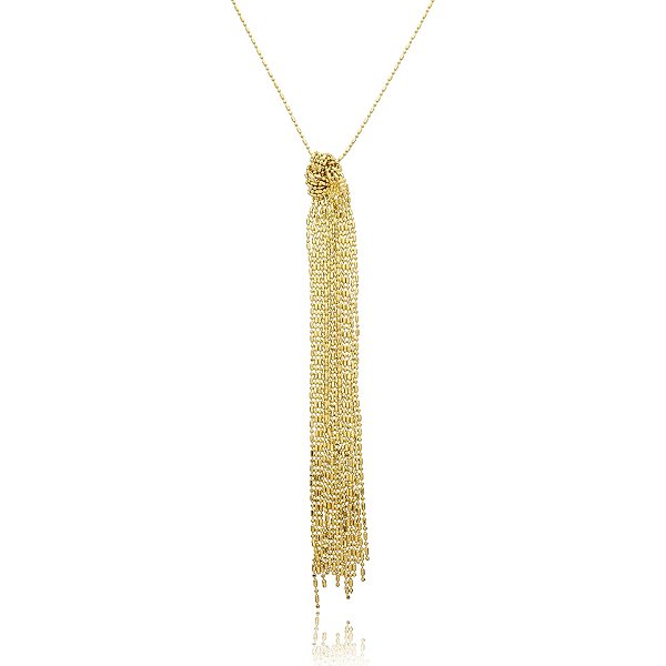 Colar corrente tassel nó ouro semijoia