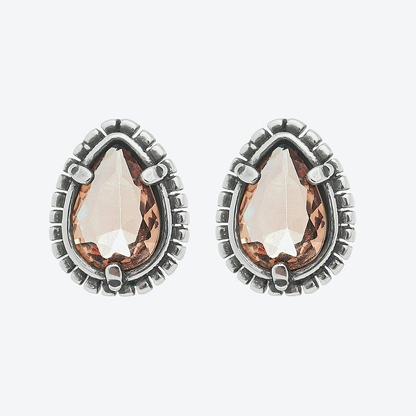 Brinco Estela Geromini gota cristal light peach