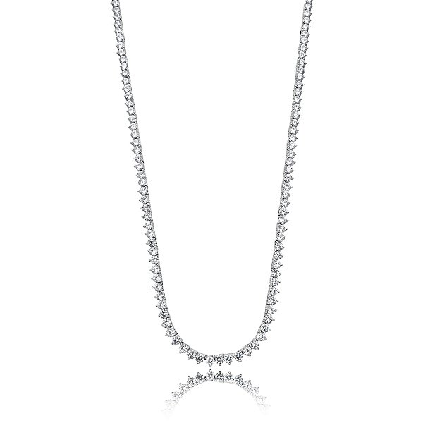 Colar curto zircônia cristal ródio semijoia X731