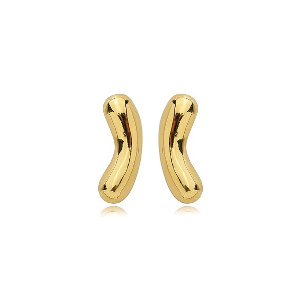 Brinco metal liso ouro semijoia
