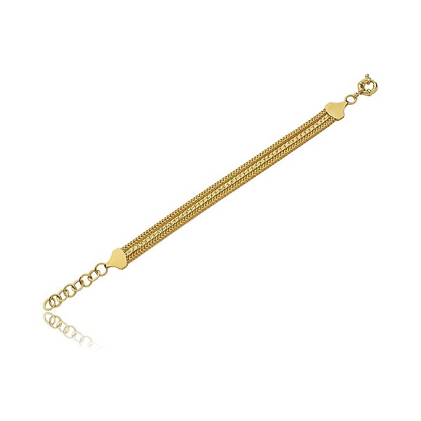 Pulseira correntes ouro semijoia