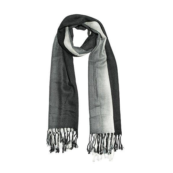 Pashimina viscose degradê preto e off white Pas 003