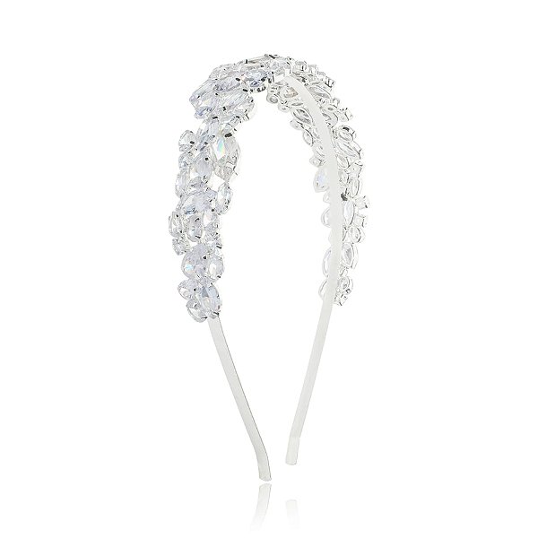 Tiara noiva zircônias cristais prateado BWH-08