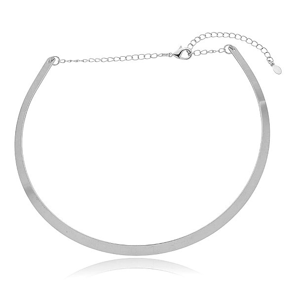 Colar aro choker metal ródio semijoia 3057301