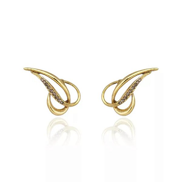 Brinco Claudia Arbex cristais ouro vintage