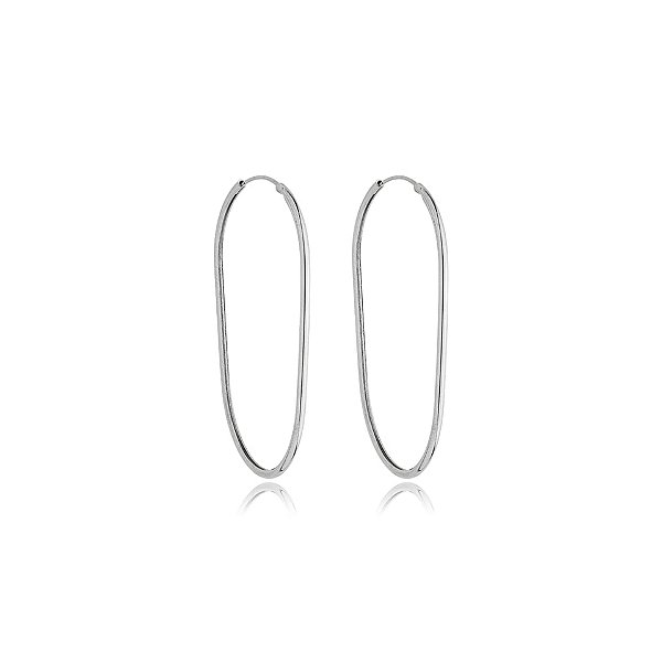 Brinco argolinha oval g ródio semijoia