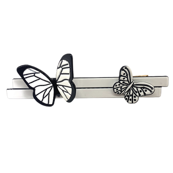 Presilha bico de pato acetato borboleta dupla bicolor