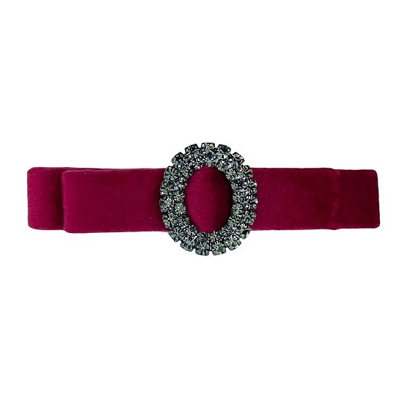 Presilha laço veludo vermelho escarlate com cristais