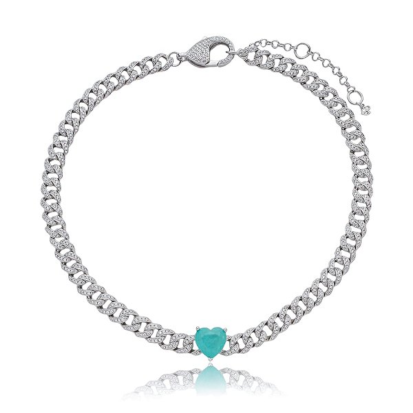 Colar choker Elaine Palma elos coração cristal fusion turmalina ródio semijoia