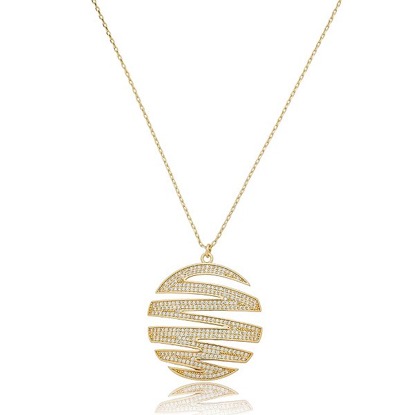 Colar corrente zircônia ouro semijoia