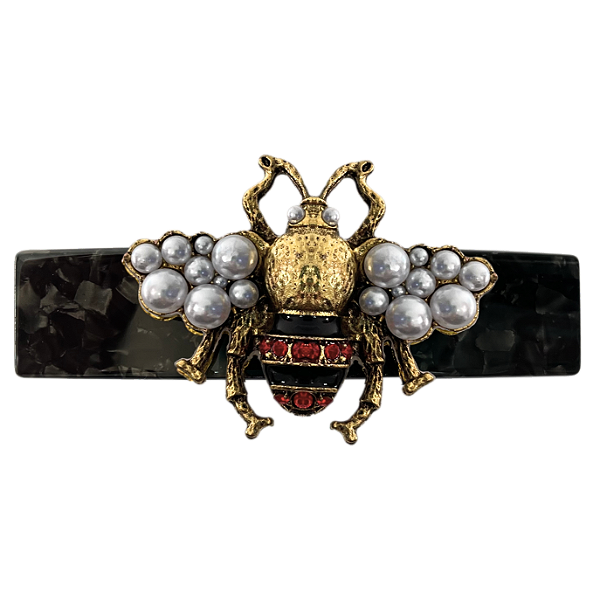 Presilha abelha acetato preto marmorizado