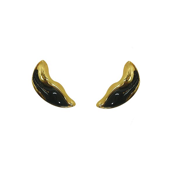 Brinco Palone Design resina preto dourado