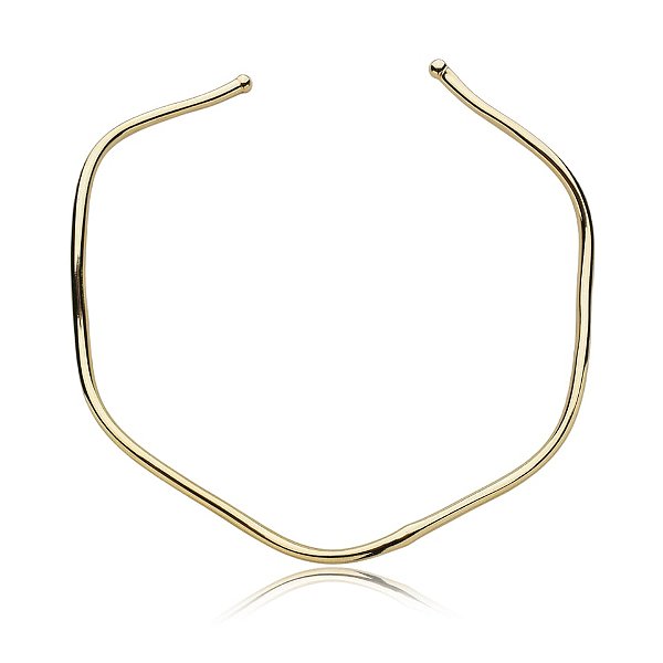 Colar aro orgânico ondulado ouro semijoia