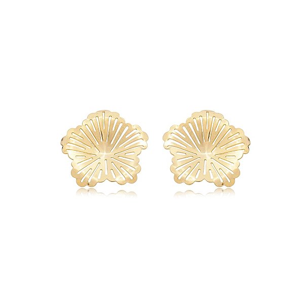 Brinco flor ouro semijoia 1064