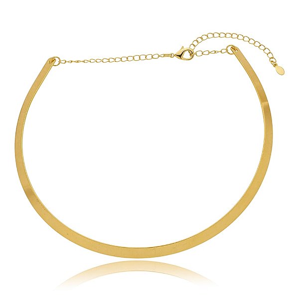 Colar aro choker metal ouro semijoia 7299