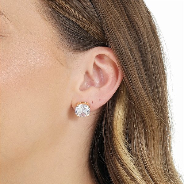 Brinco ponto de luz zircônia ouro semijoia 17k14036