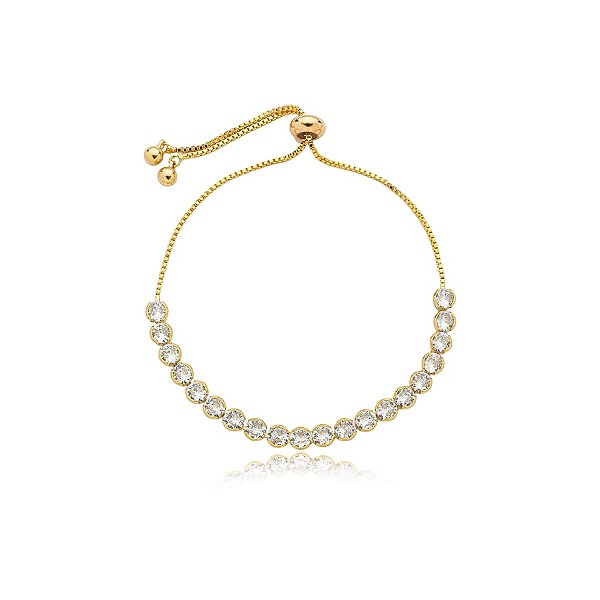 Pulseira gravatinha zircônia ouro semijoia PU 884