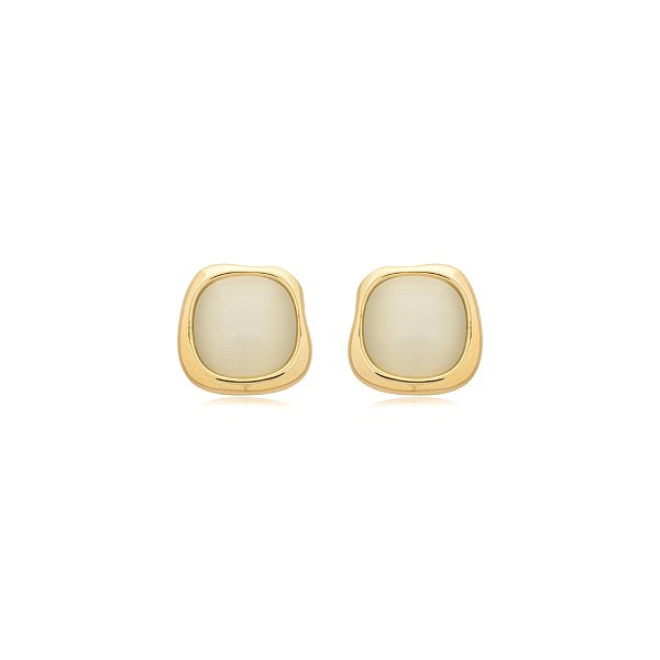 Brinco formas cristal olho de gato ouro semijoia BA 4780
