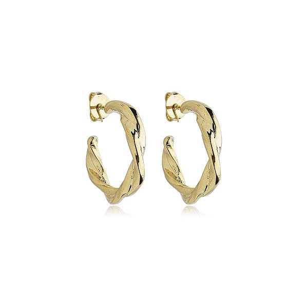 Brinco argolinha torcida ouro semijoia 45068