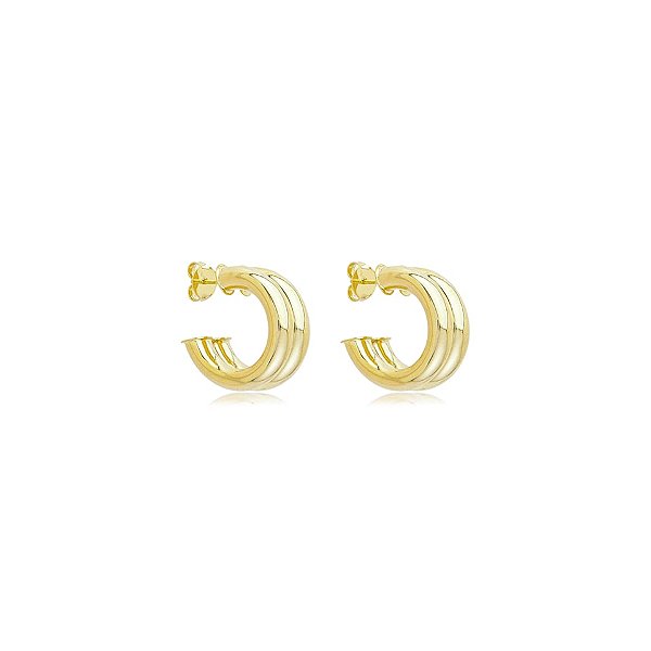 Brinco argolinha tubo duplo ouro semijoia 3746101