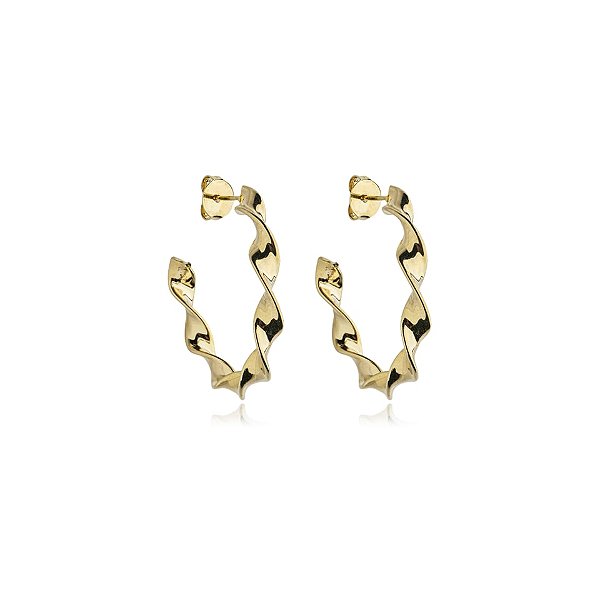 Brinco argola torcida ouro semijoia 3405001