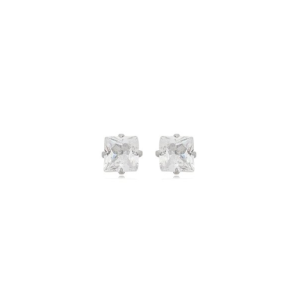 Brinco segundo furo ponto de luz quadrado zircônia aço inoxidável 4 mm