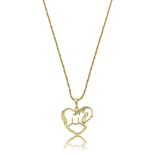 Colar cavalo zircônia ouro semijoia